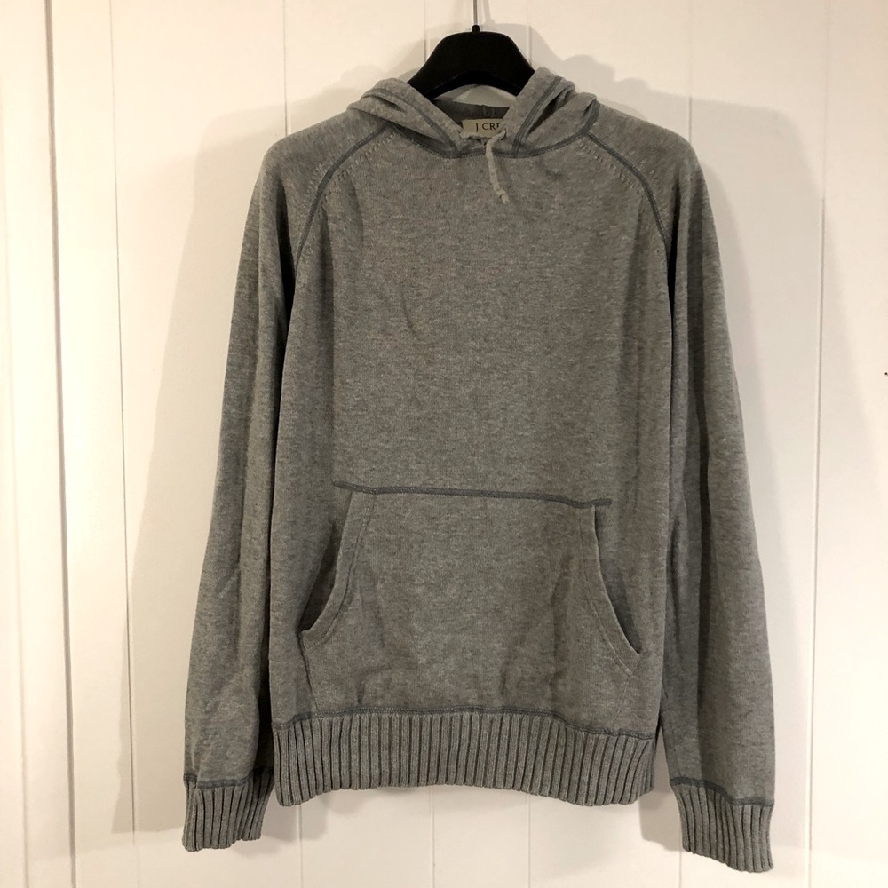J Crew 100% Cotton Gray Hoodie Pullover with Pouch Medium